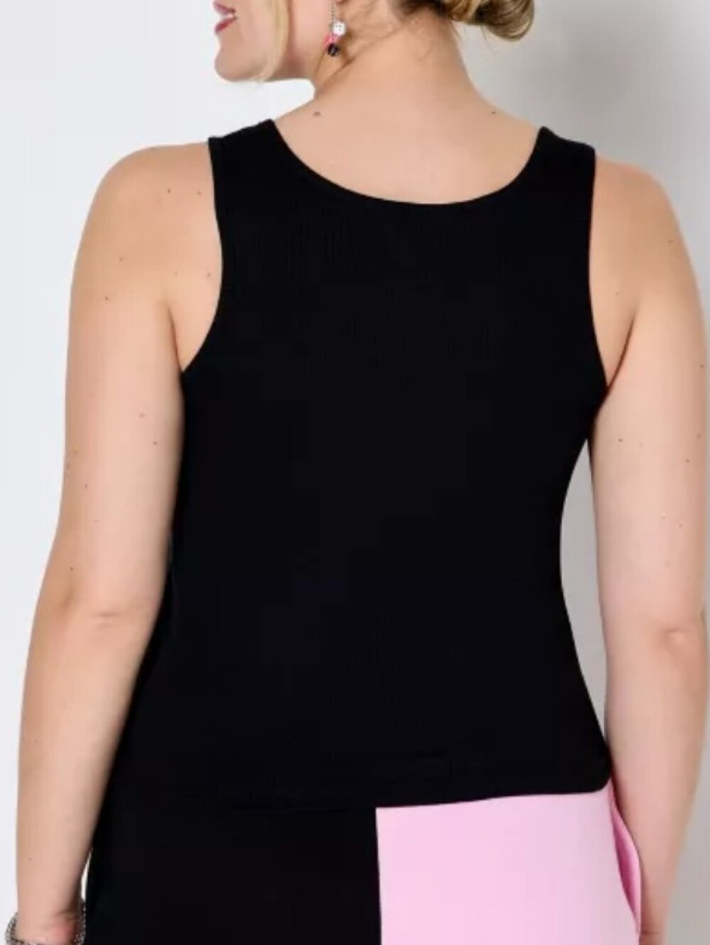 PLAYBOY Rhinestone Logo Bunny Ribbed Tank Top- Black - Picture 3 of 6